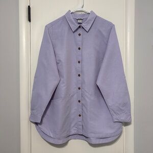 Duluth Trading Co Women's Plus Heirloom Gardening Button-Front Shirt 1X Purple